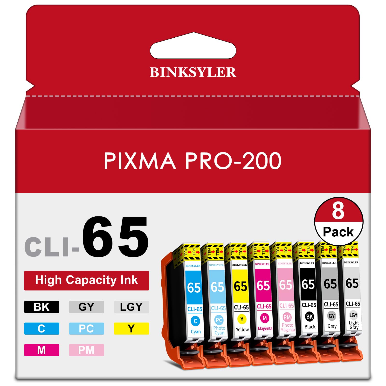 Amazon.com: BINKSYLER 8-Pack CLI-65 CLI65 Ink Cartridges with Chip